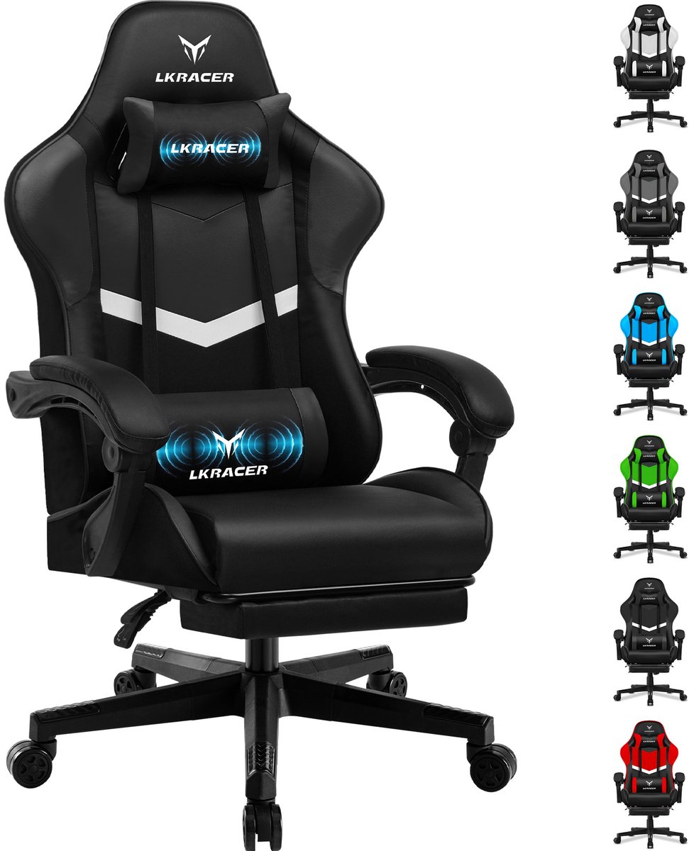 LUCKRACER Gaming Bureaustoel met Lendensteun - Zwart - LUCKRACER - €89,99