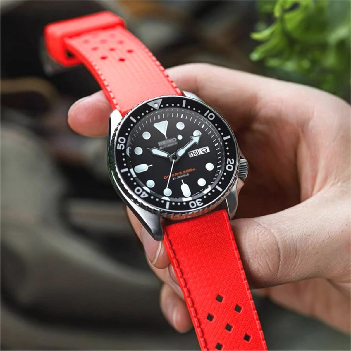 Horlogeband Tropical FKM Rubber 18mm 20mm 22mm Snelsluiting Zacht Duurzaam Fluorrubber