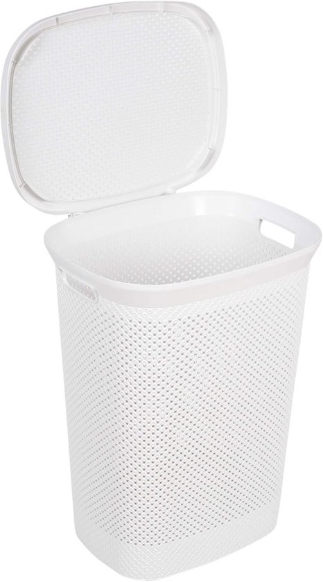 Design Wasmand FRANK Grote Wasmand Met Deksel – Gevlochten Zeegras Design – Licht Crèmekleurig En Stijlvol Rieten Mand Met Deksel