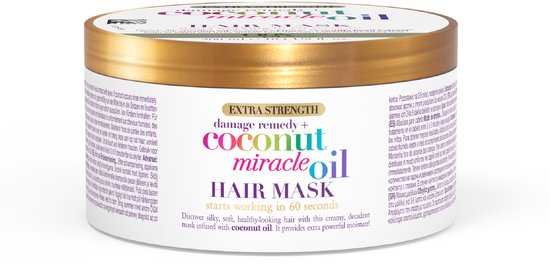 OGX Kokoswonderolie Haarmasker, Extra Kracht Schade Herstel, Intens Voedend Masker voor Droog & Beschadigd Haar, Met Kokosolie & Tiaré, 6x300 ml