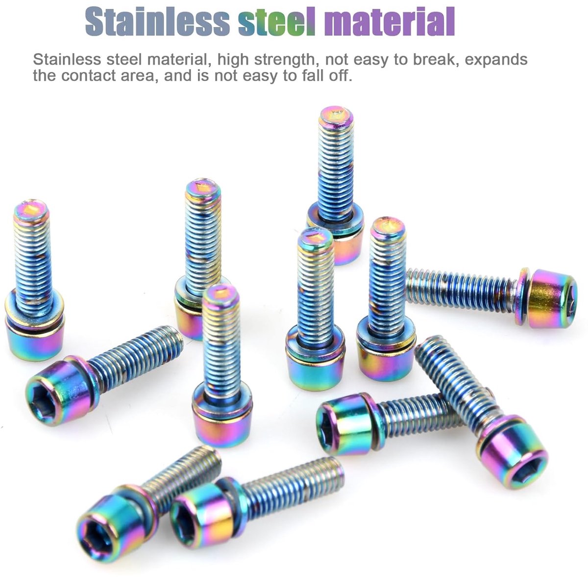 Bicycle Shaft Bolts M5*18mm met Washers - Bicycle Caliper Screws - 12pcs Bicycle Shaft Screws - Power Screws voor Mountain Bike (Red) thumbnail 2