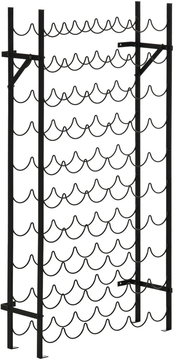 Benelux Select Wijnrek – Wijnrek Muur – Wijnrek Metaal – Wijnrek Staand – Wijnrek Zwart – Tot 60 Flessen - 63 x 20,5 x 118 cm