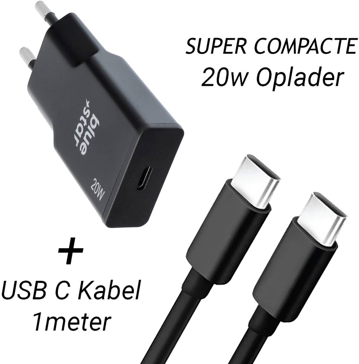 Ereader Oplader + Oplaadkabel 1 Meter Type C Kabel - GaN Adapter - e Reader Lader Geschikt voor Nieuwe Kobo Clara - Libra - Sage