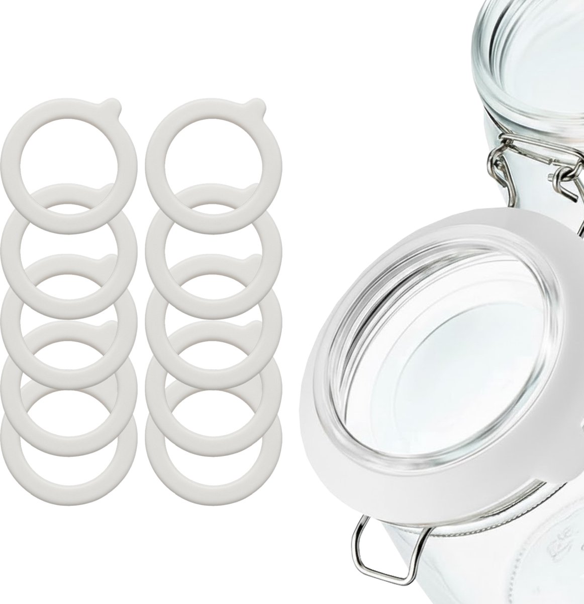 StrongFlow Weckringen – 10 stuks – Wit – Siliconen Inmaakringen 95×70 mm – Weckringen voor Weckpotten – Luchtdichte Weckpotringen – Vervangingsringen voor Inmaken & Fermenteren