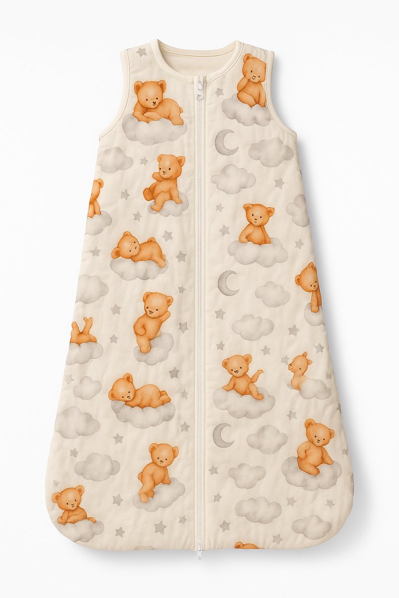 AliRose Hydrofiele Baby Slaapzak – 70% Bamboe / 30% Katoen – Hydrofiel, Ademend & Ultra Zacht – Droom Beertjes Design – Voor De Kleine Dromer – 0-24 Maanden