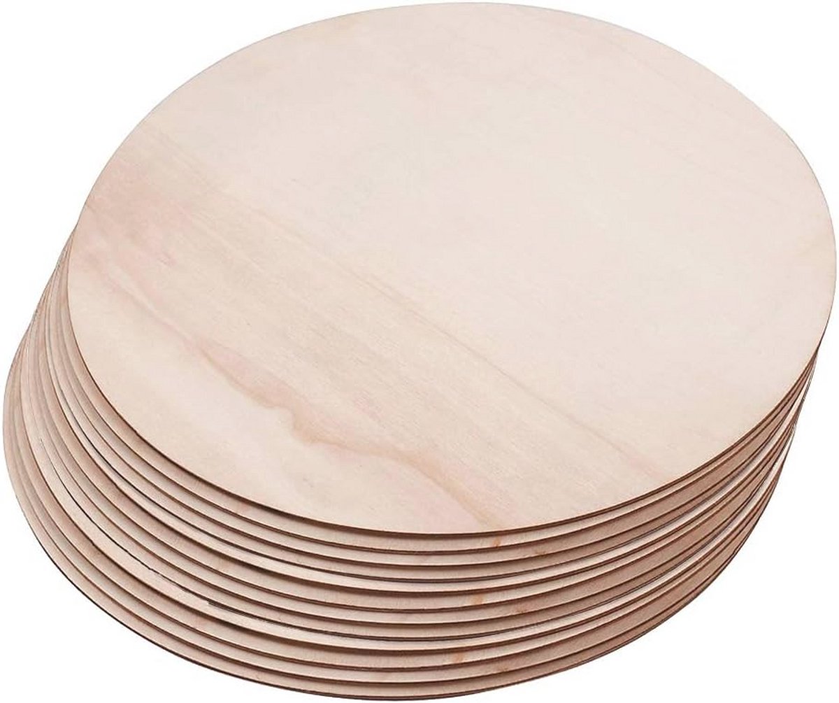Houten Ronde Schijven 20 cm - 12 Stuks voor Handwerk en Wanddecoratie