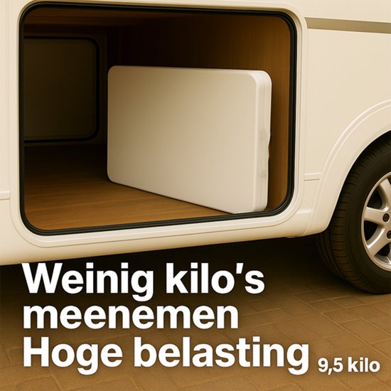 HEM Vouwtafel Inklapbaar 180x70 Wit - Buffettafel - Klaptafel - Campingtafel - 100 kg Belastbaar - 9,5 kg - Met Rode HEM Topper van Merkloos — afbeelding 5