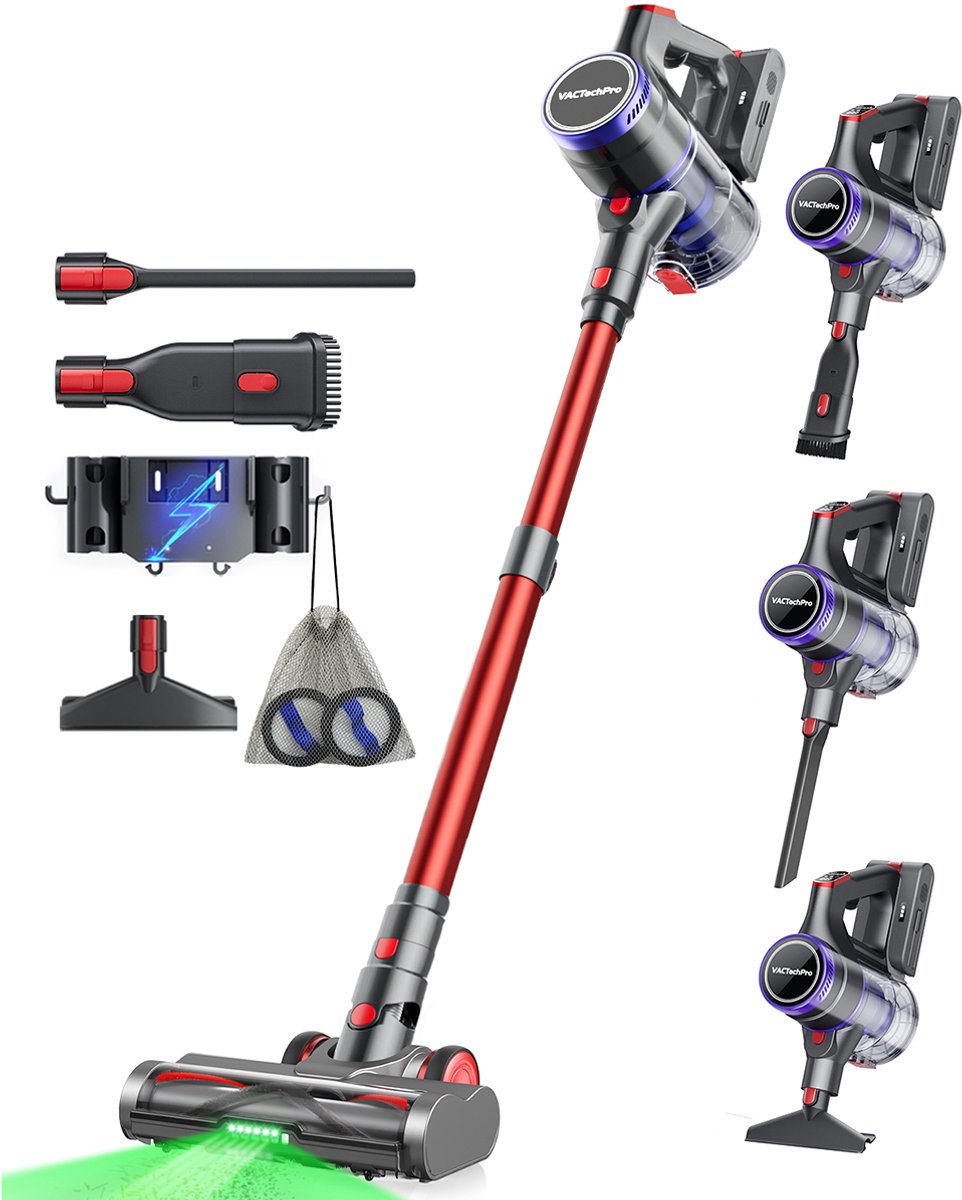 VACTechPro Steelstofzuiger-draadloos-48000Pa-550W-70Min