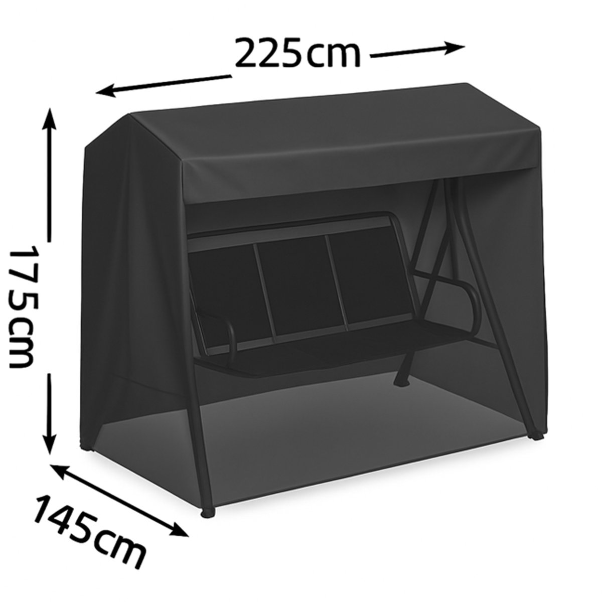 Beschermhoes Schommelbank - 225x145x175cm - Afdekhoes Tuinmeubel Zwart