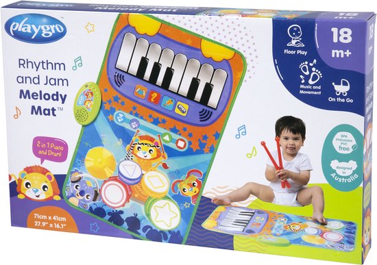Playgro Rhythm and Jam Melody Muzikale Piano mat - Speelgoed 1 jaar - Interactief babyspeelgoed - Pianomat - Dansmat Jumbo - Baby Speelgoed Muziekinstrument - Interactief speelgoed Baby - Educatief speelgoed - Kraam Cadeau - Speelgoed met geluid van Playgro — afbeelding 5