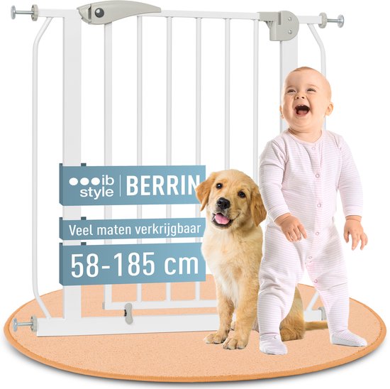 ib style® Berrin Traphekje| 67-175cm |Klemhekje | Zonder boren | 90° Stop| Auto-Close| wit-turquoise|105-115 cm