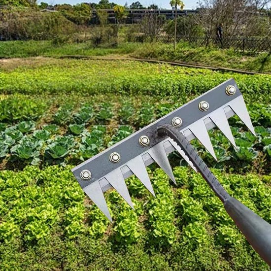 1 stuk - Tuingereedschapset - Harken - Onkruidhark - Verwijderbare Onkruid Hark - Multifunctionele Steel Gras Hark - Ontginnings Hark voor Tuinieren met Verwisselbare Koppen - Zilver van Merkloos	 — afbeelding 4