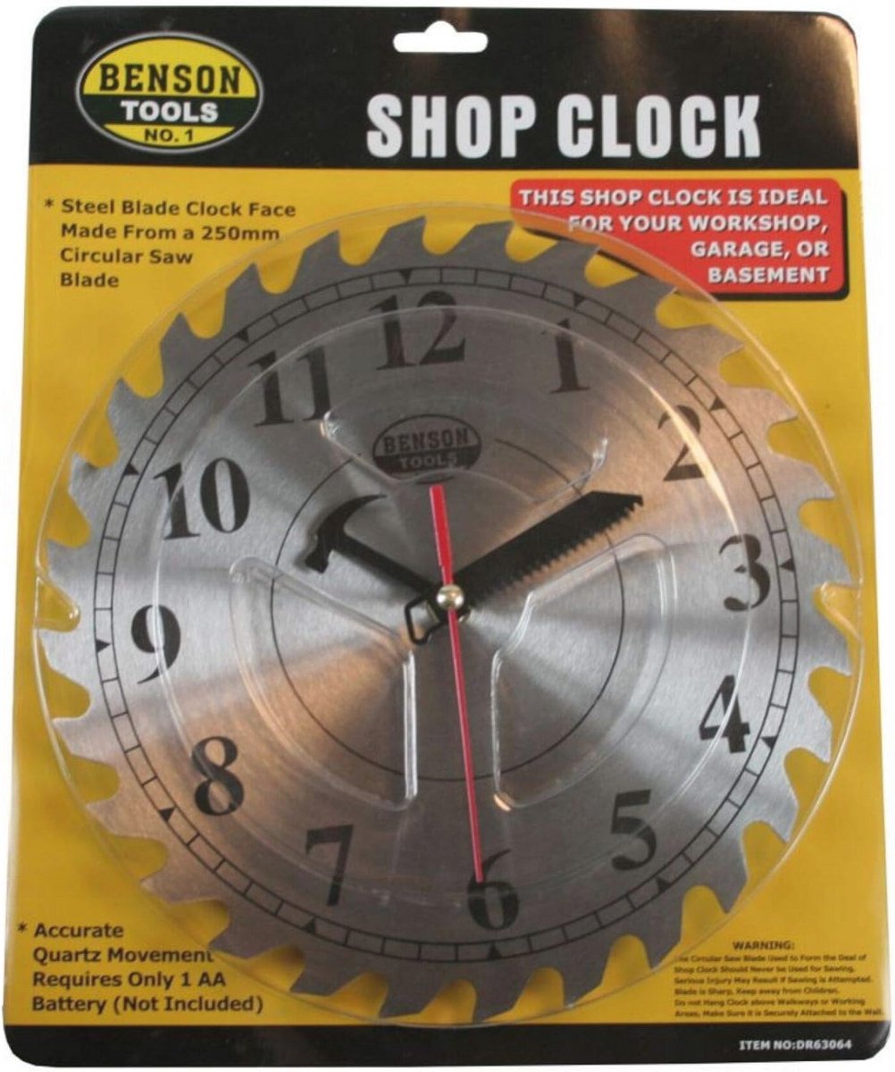 Kwarts Wandklok met Zaagblad Design - 25 cm voor Werkplaats en Kantoor