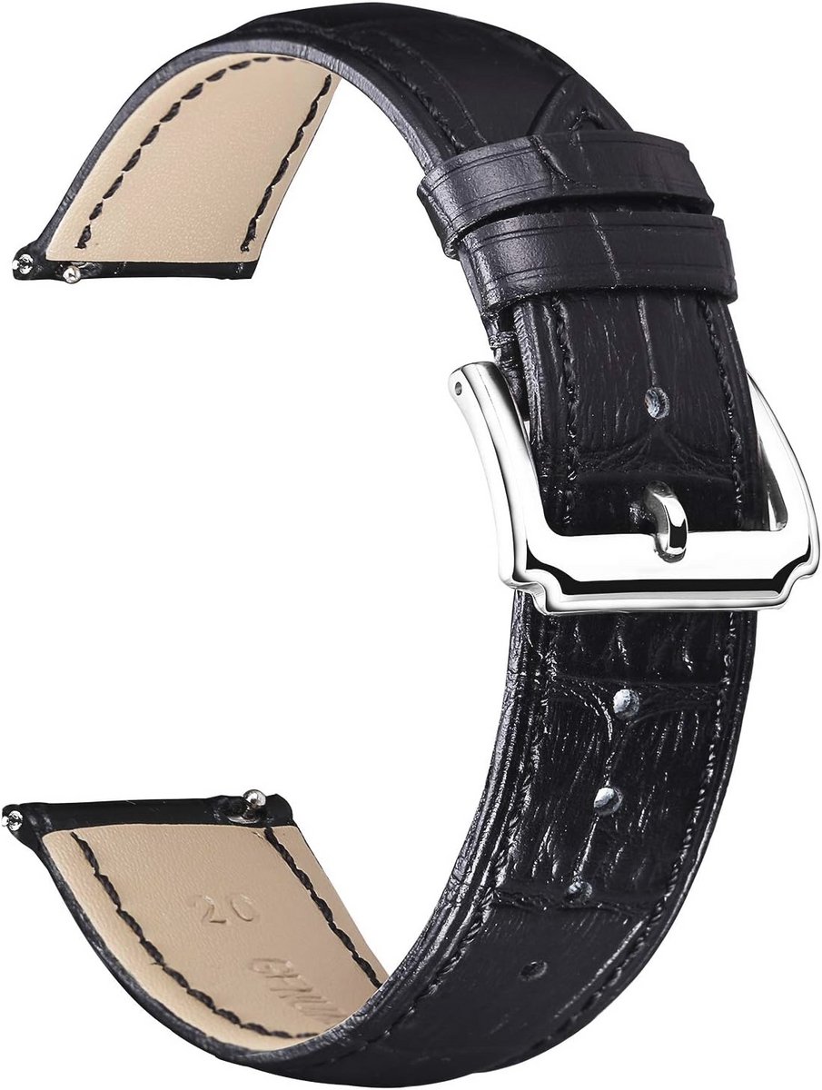Leder Horlogeband Vervangband met Snelle Bevestiging voor Heren en Dames - 10 Kleuren en Diverse Maten