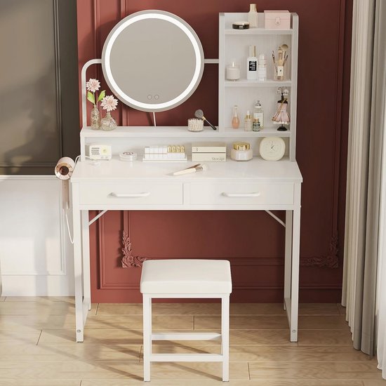 Make-uptafel, modern make-upbureau met spiegel en verstelbare