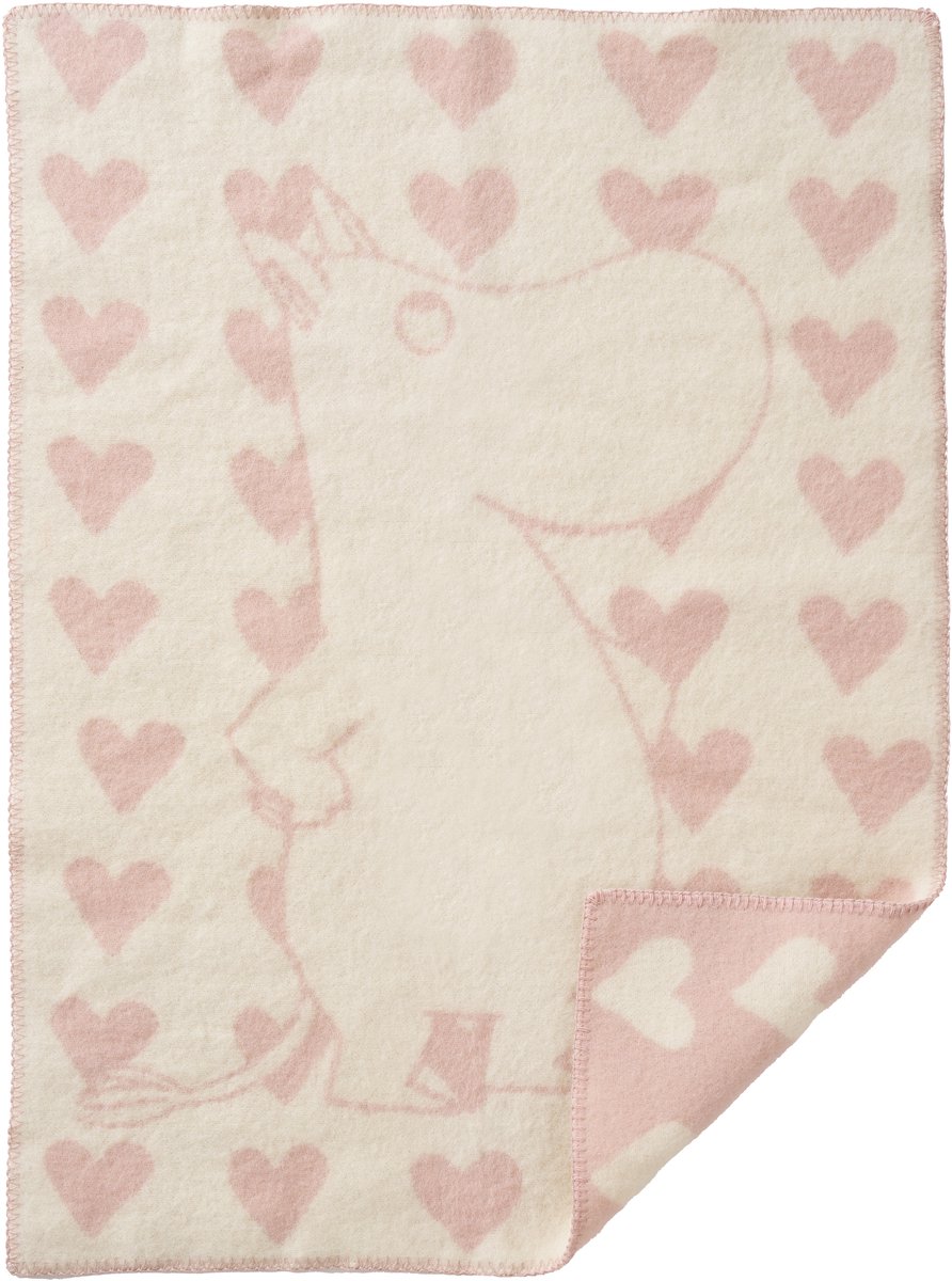 Klippan - wollen Wiegdeken - Moomin Heart -Baby - pink- 100% lamswol