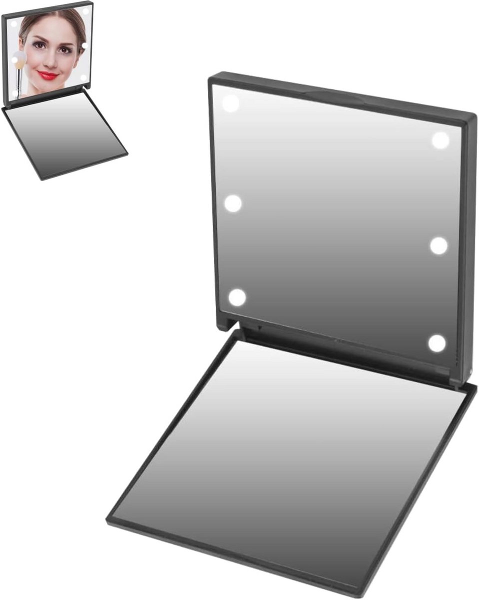 Opvouwbare LED Make-upspiegel met Dimbare Verlichting voor Dames en Meisjes