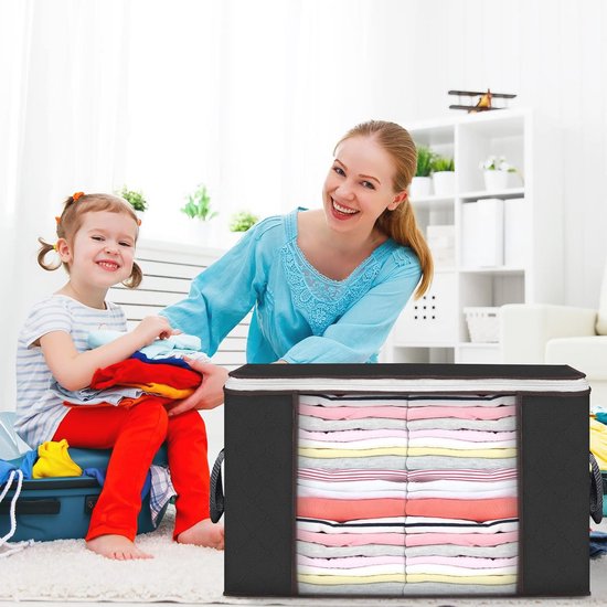 Budding Joy 4 Stück 90L Unterbettkommode, Aufbewahrungsbox mit Deckel Faltbare Unterbett