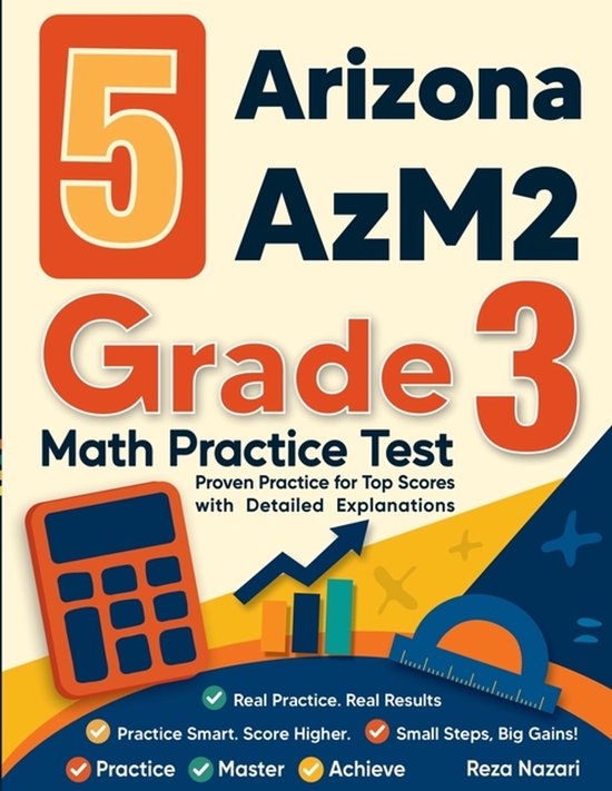 5 Arizona AzM2 Grade 3 Math Practice Tests - cover