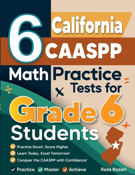 6 California CAASPP Math Practice Tests for Grade 6 Students - cover