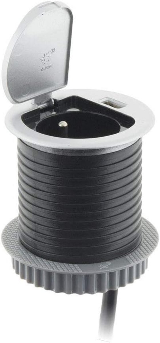 Compact inbouwcontactblok met USB-aansluiting voor bureau en keuken