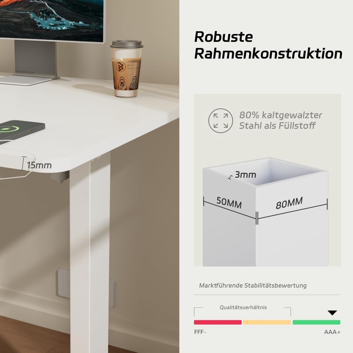 Elektrisch in hoogte verstelbaar bureau - 160x80 cm - verstelbaar bureau 160x80 cm – - Medahomestore