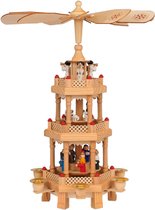 BRUBAKER Set van 2 houten kerstpiramides 1-laags carrousel - 2 motieven: engel en geboorte - houten dennenboom piramides - elk 7,9 x 11,4 cm