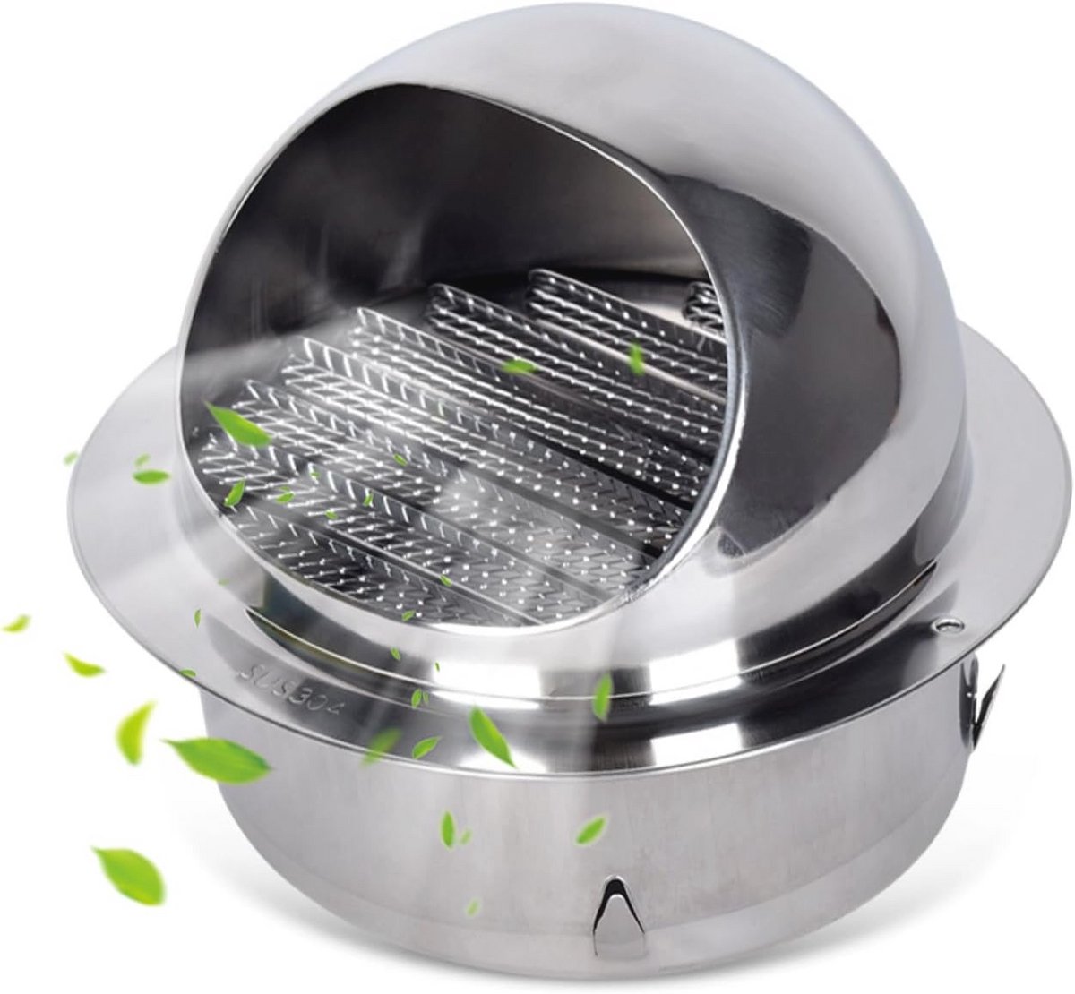 Rond Ventilatierooster 110 mm RVS met Insectennet en Hoed - Regenbestendig voor Buiten
