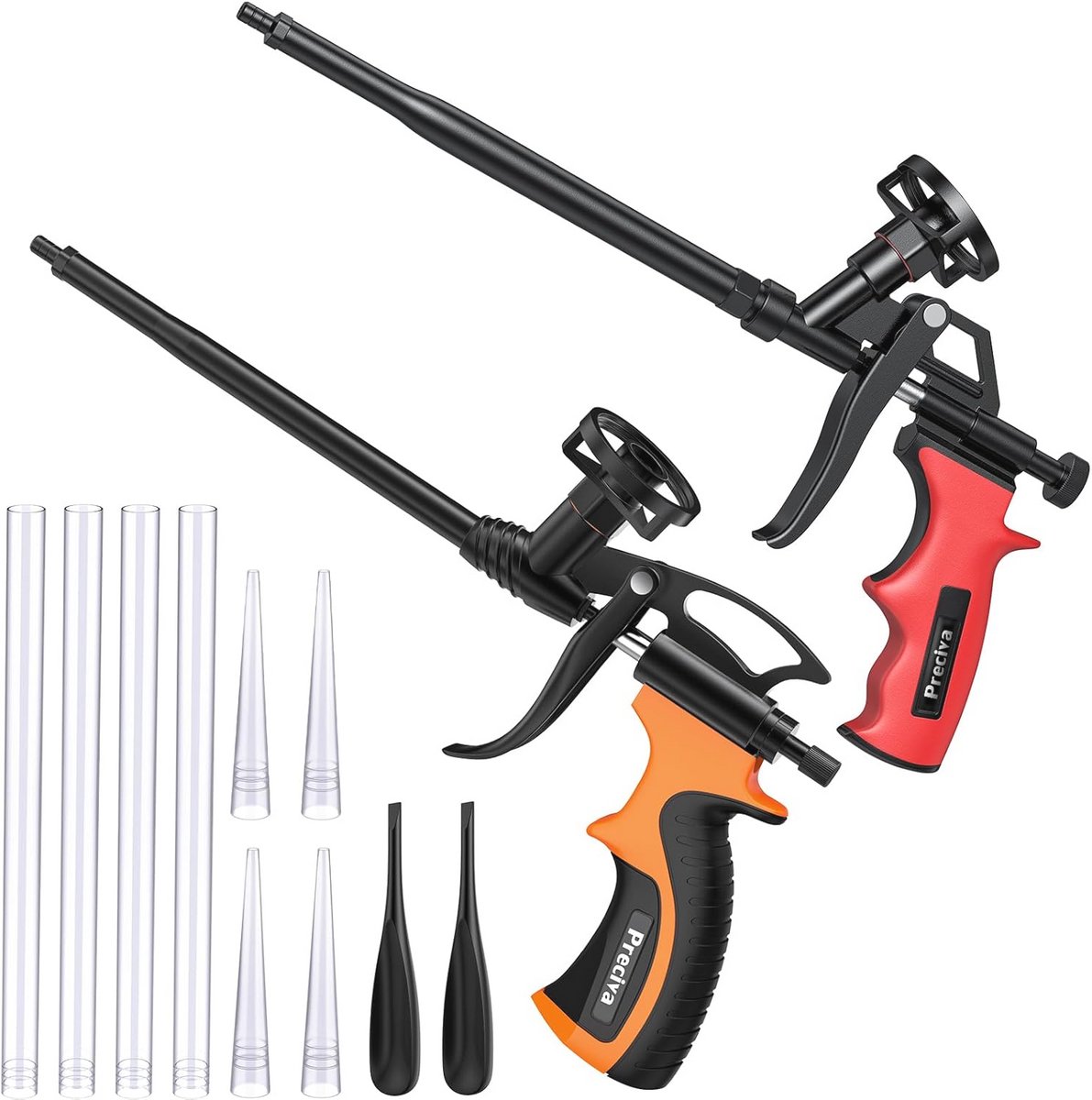 2 Stuks Schuimpistool voor Bouw, PU-expandeerd en Metaal Doseerpistool voor Afdichtingen en Isolatie (Oranje)