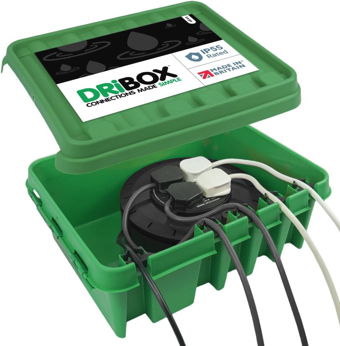 Weerbestendige Buitenshuis Elektrische Aansluitdoos - Groen, Groot voor Kerstverlichting, Timers, Verlengkabels en Transformatoren