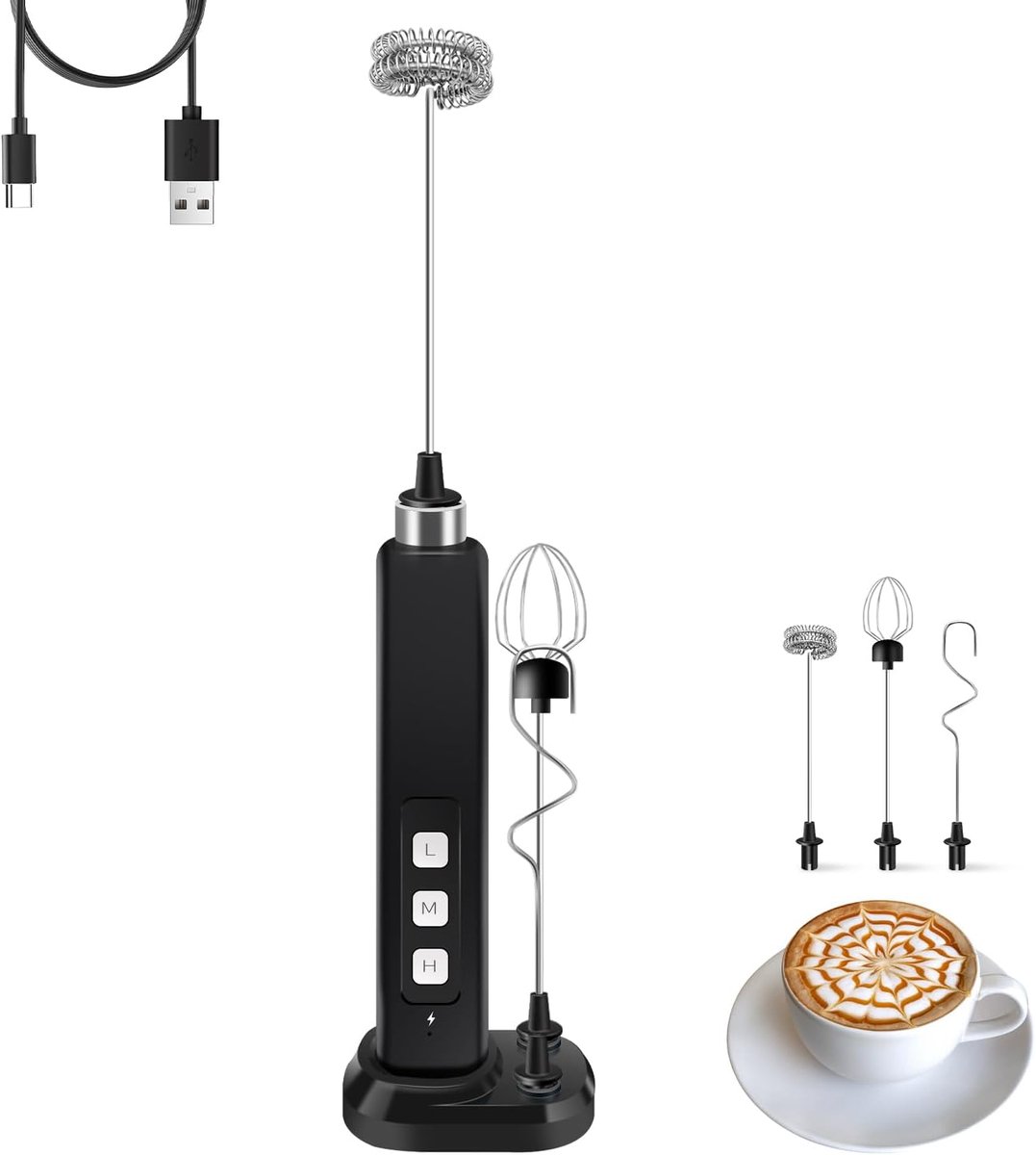 Vitdipy - Elektrische Melkopschuimer - Handmixer – Draagbare Koffie Schuimer - Handmixer - Handmelkopschuimer - Elektrische Schuimer voor Koffie