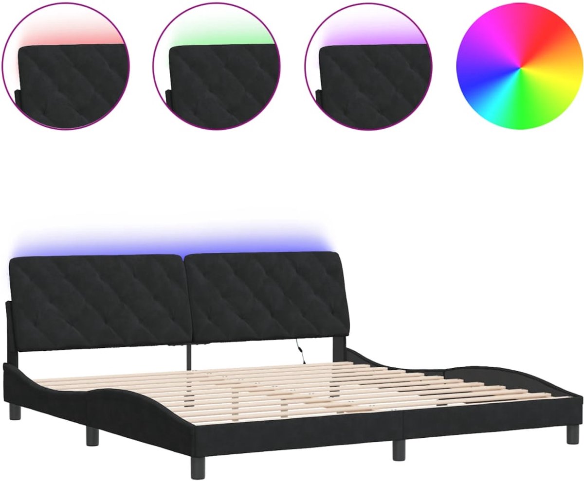 Tweepersoonsbed | Dubbelbed | Volwassenenbed | Bedframe met LED zonder matras fluweel zwart 200x200 cm