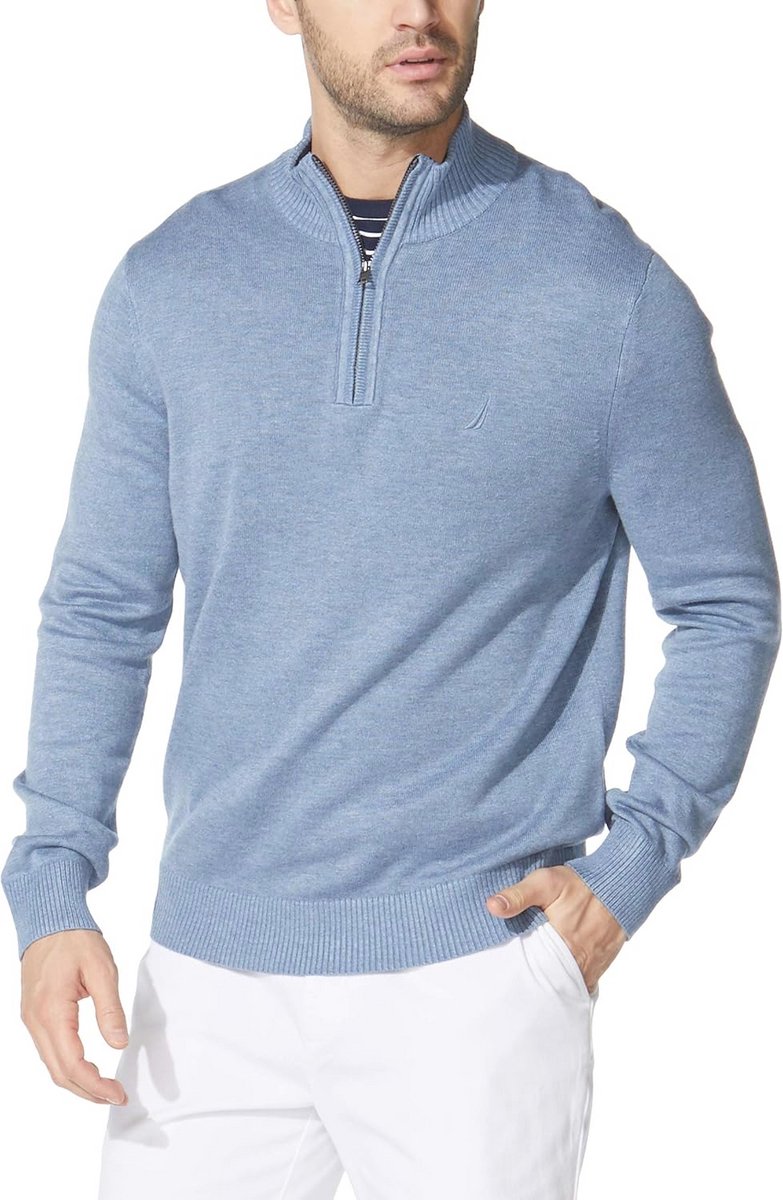 Heren Katoenen Gebreide Quarter-zip Trui
