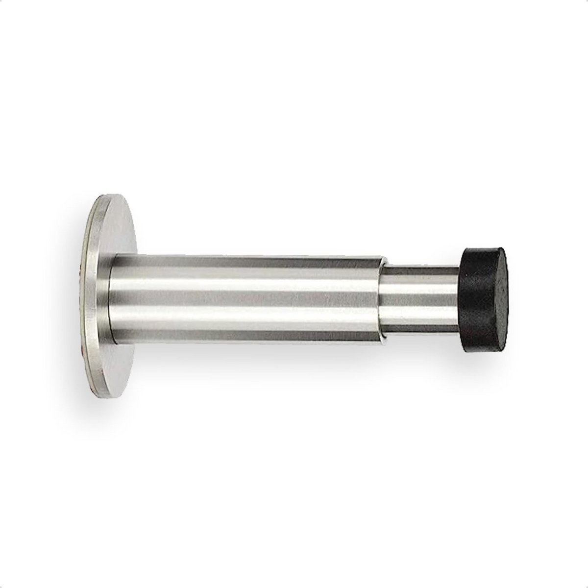 Verstelbare Deurstoppers van RVS met Zwart Natuurrubber | 90-130 mm | Dubbele Installatie: Zelfklevend of Schroef