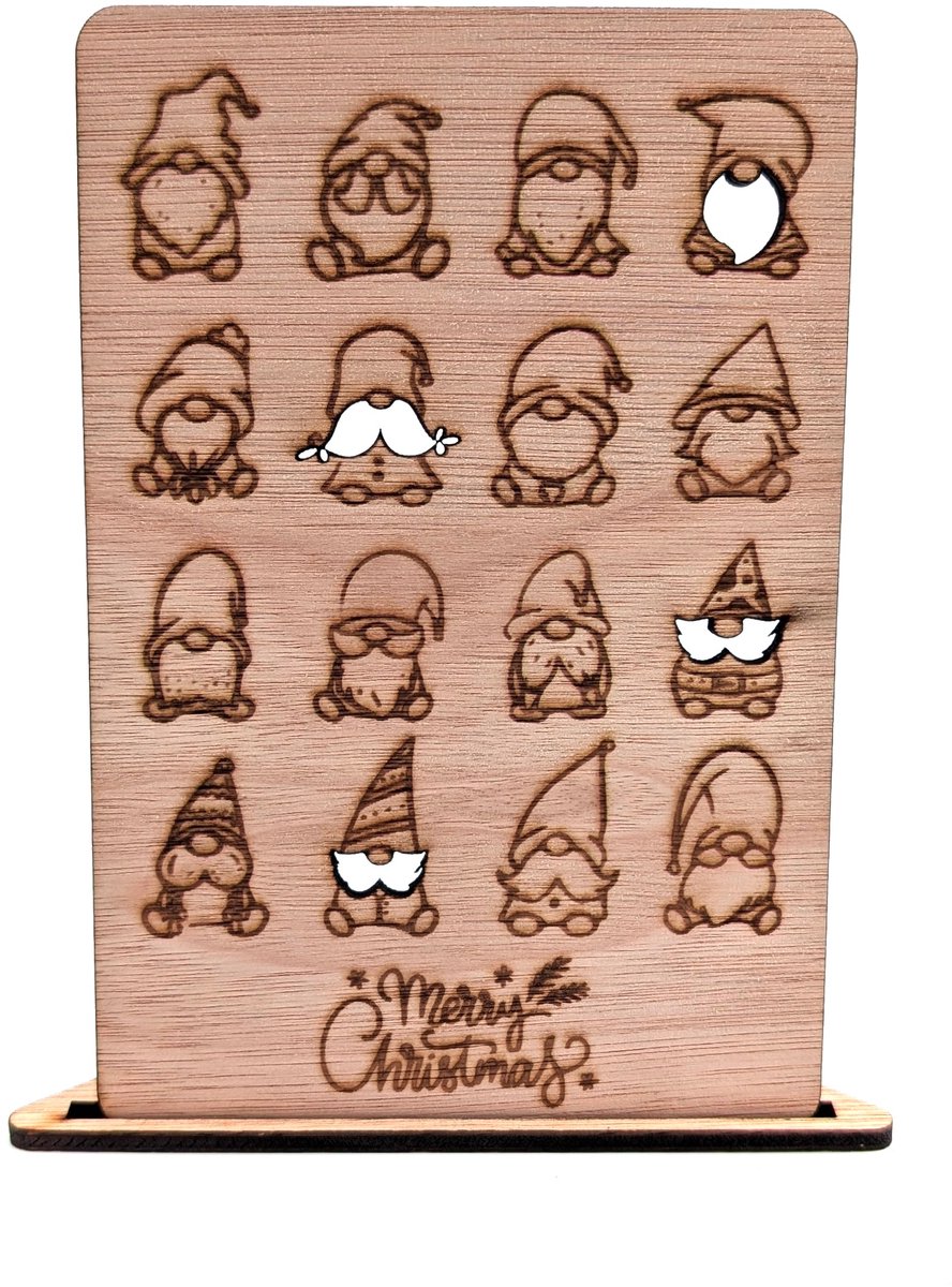 Houten kerstkaart - Kleine kerstmannetjes - kerstkaarten - kerstkaarten met envelop - luxe kerstkaarten