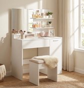 MIRA Home - Coiffeuse - Table de Maquillage - Wit - Aggloméré - 80x40x132cm