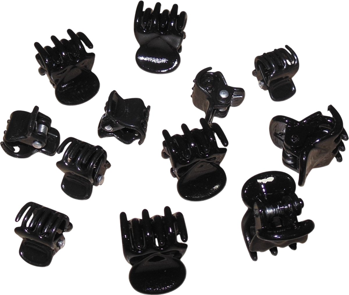 6x Haarklemmetjes + 6x Haarklemmetjes mini - zwart