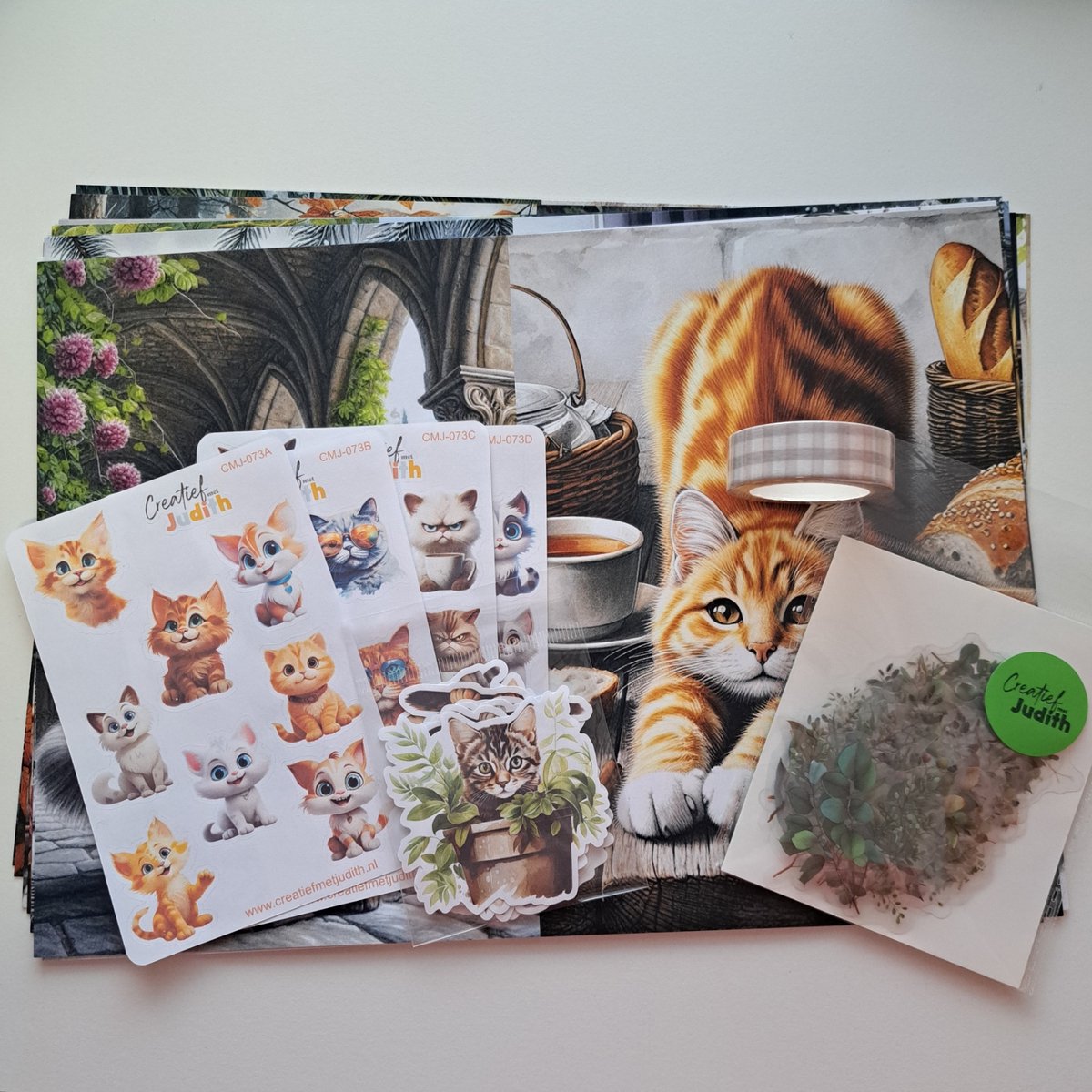 Katten journal set - stickers - papier - thema poezen - bullet journal stickers - scrapbook - knutsel bundel - hobbypakket - volwassenen en kinderen