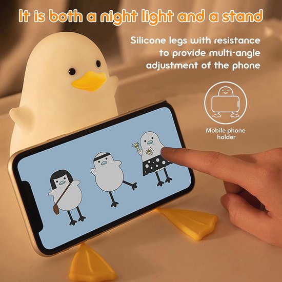 Meeuw Nachtlampje voor Kinderen - Instelbare Helderheid, Timer, Oplaadbaar en USB — afbeelding 2
