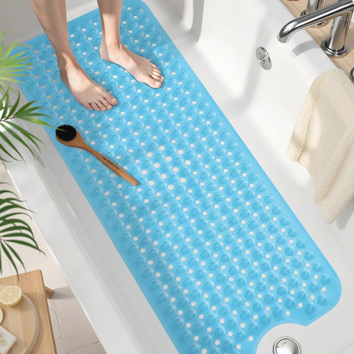 Antislip Badmat 100 x 40 cm - Extra Lang, BPA-vrij en Sneldrogend - Veilig voor Badkuip