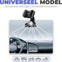 Zwarte universele telefoonhouder in een auto interieur.