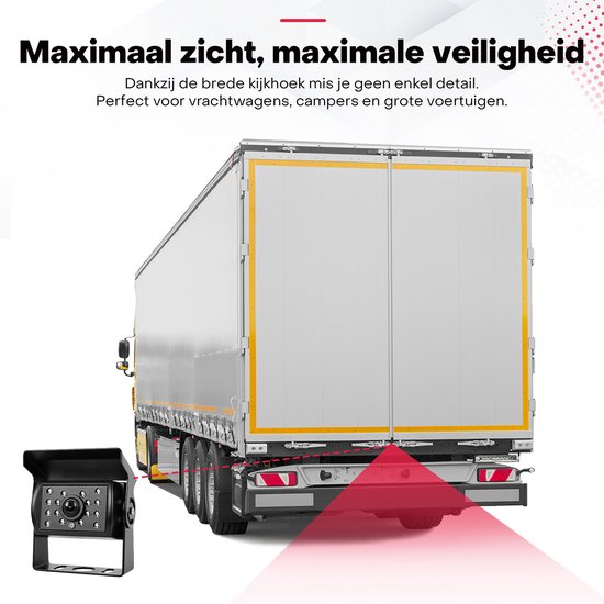Boscer Achteruitrijcamera set Pro - Draadloos - 7 Inch HD Scherm (1024×600) - Dual 1080P Camera's - IP68 Waterdicht - BSD Dodehoek Detectie - Nachtzicht - Geschikt voor Auto, Bus, Camper, Caravan, Vrachtwagen & Landbouw van Merkloos — afbeelding 5