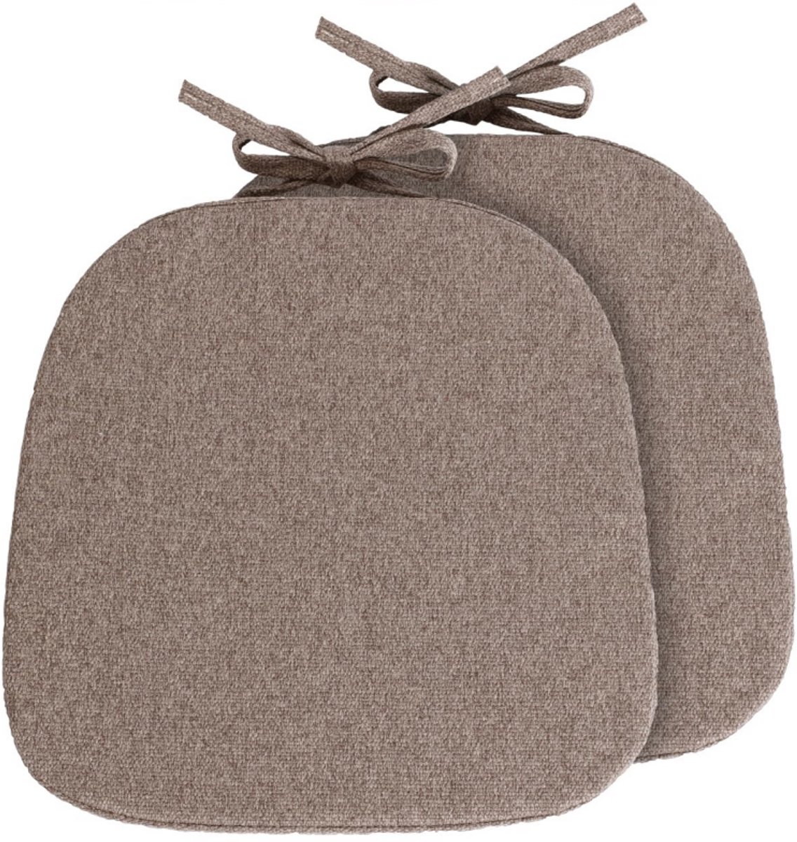 longziming -Stoelkussen met Banden – Comfortabele Vulling – Duurzame Stof – Stevige Bevestiging – Geschikt voor Binnen en Buiten – 43 x 41 cm – 2 Stuks – Bruin