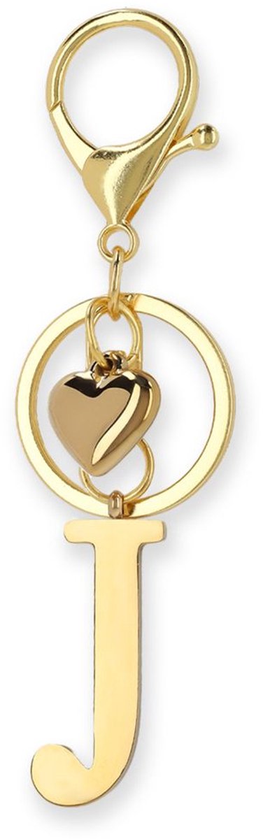 Manfield - Dames - Goudkleurige bag charm letter J - Maat 1