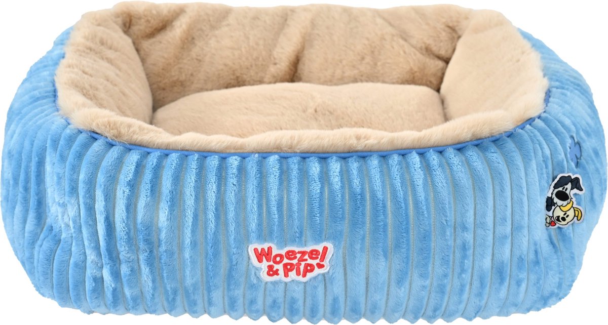 Woezel & Pip divan corduroy vierkant blauw 50cm