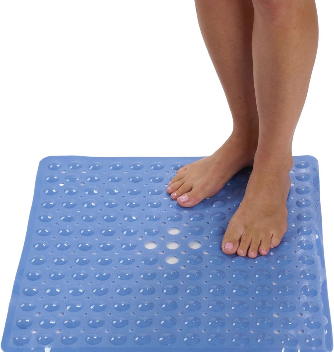 Antislip Vierkante Douchemat met Afvoergat 21 x 21 cm – Veiligheidsmat voor Douchecabine