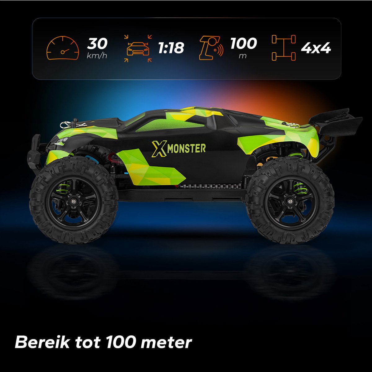 Overmax X-Monster 3.0 - RC Auto - 4x4 wielaandrijving - Schaal 1:18 - 30km/h - Bestuurbare Auto - Volwassenen & Kinderen - Afstandsbestuurbare Auto - Offroad Monstertruck — afbeelding 14
