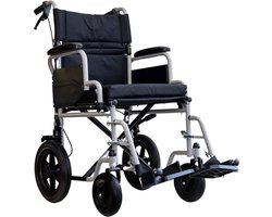 Transport rolstoel Plaza PL2 - Opvouwbaar - Zitbreedte: 45 cm - Anti-lek banden - Inclusief gratis rolstoelkussen - Zilver