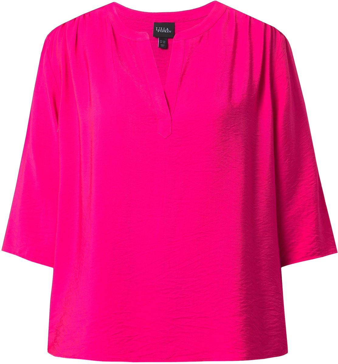 Ulla Popken - Dames - Blouse oversized tuniekhals 3/4-mouw - Roze - Maat 46+