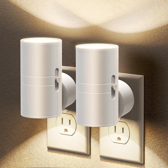 2-stuks Plug-in LED-nachtlampje - LED-nachtlampje - Decoratieverlichting voor binnen - Met lichtsensor - 3000K warm licht - 0-80 lumen - Instelbare helderheid - Geschikt voor gangen, trappenhuizen, slaapkamers, achtertuinen, enz. - Wit van Merkloos — afbeelding 5